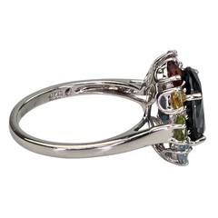 London Blue Topaz Multicolor Gemstone Gemstone 925 Sterling Silver Ring Sz 8.75