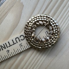 VTG 1950s Wreath Brooch Pin 2.375 Inch Earrings Pink Smoky Navettes Gold Plated