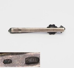 Vintage Latvia 875 silver Baltic amber Lacplesis sword brooch tie pin clasp