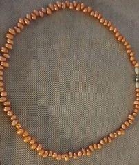 Awesome PEACH Cultured Pearl Vintage Necklace ~19 Inches