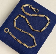LOOK! 10.6g Filigree Gold Filled Watch Chain Detail Bar link 13” victorian 3.6mm