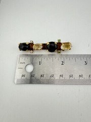 Unique Vintage Gold Tone Silver Old European Cut Diamond & Multi Gemstone Brooch