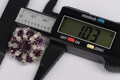Vintage Purple Clear Rhinestone Cluster Clip On Earrings Silver Tone 1.03″