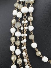 Vintage W Germany Milk Glass Faux Pearl Multi Strand Statement Necklace 90g…