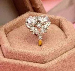 Art Deco Vintage Style Round Lab Created Diamond 14K Gold Finish Engagement Ring
