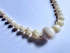 Antique Angel Skin Coral Graduated Beaded Knotted 23” Necklace GF Clasp