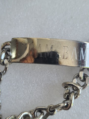 34.2g Vintage Cuban Link Sterling Silver ID Vtg Bracelet BAM-BAM Monogram 8″
