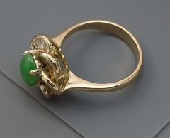 Apple Jade Diamond Baguette Daisy Halo 18k Gold Ballerina Ring