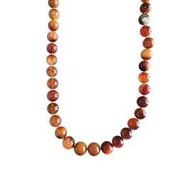 Vintage Carnelian Agate Stone 28 in Necklace Hand Knotted Beads 10 To 15mm