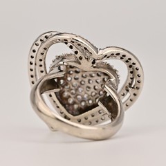 Original Vintage Sterling Siilver Zirconia Moissanite Gemstone Pave Heart Ring