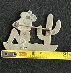Sterling Silver Pin Made In Taxco, Mexico Sleeping Man & Cactus