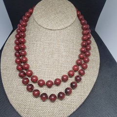 Vintage Sarah Coventry Necklace Clip On Earrings Set Red Lucite Beaded
