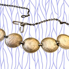 Silver Coins from Australia Necklace Three Pence 1943 Choker 15″