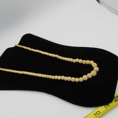 Vintage Hand Carved Celluloid Cream Tone Bead Necklace 26 in Long