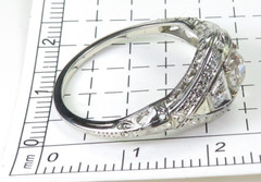 Antique 3 Diamond Filigree Engagement 14K-18KW Gold Ring Size 9 UK-R1/2 EGL USA