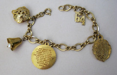 Vintage 12k G.F. Chain Bracelet 6 3/4″ with 5 Mixed Theme Charms