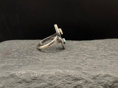 SZ 5.25 Vintage Sterling Silver Turquoise Shell Southwest Native Estate Ring 925