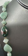 Vintage Cloisonne Jade Beaded Necklace Hand Tied 30 in #427