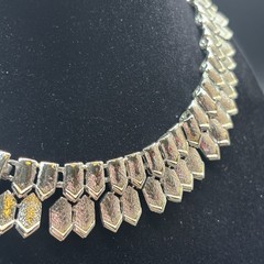 VTG Coro Geometric Cleopatra Silvertone Necklace Adjustable 14-16.5”