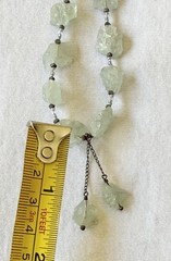 Vintage Natural Prehnite Gemstone Necklace Signed Chipita 18 Inch Plus Drop