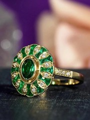 3Ct Art Deco Style Lab Created Diamond Emerald Engagement 14K Gold Finish Ring