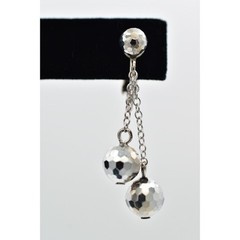 Vintage Crystal Clip On Earrings Silver Chain Disco Ball Chain Drop 1950s A23