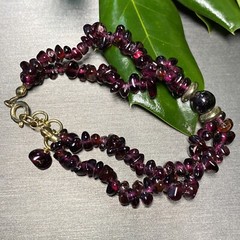 Vintage Bracelet Estate Fine Jewelry Red Almandine Garnet Pre-Owned Bead 6.5″