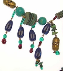 Vintage Roxsann Necklace Natural Carved Turquoise Egyptian Scarab Boho Runway