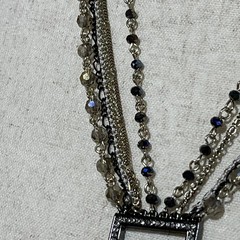 Art Deco 6-Strand Lariat Smoky Quartz Faceted Crystal Necklace w/AB; Dramatic!
