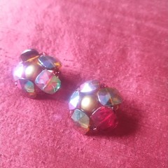 Marvella Clip On Earrings With Aurora Borealis Rhinestones