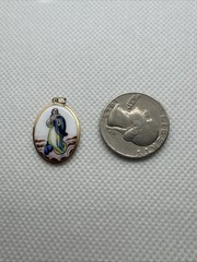 19k 800 PORTUGUESE ENAMEL GOLD MARY NA SA DA CONCEICAO RELIGIOUS MEDAL PENDANT