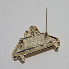 Vtg 80’s AJC Billiards Pool Table Brooch Gold Tone Novelty Pin Sexy Lady Player