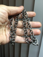 24. Vintage MEXICO 925 Sterling Silver Rolo chain link Short Necklace 14″, 45g