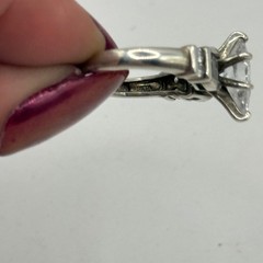 Vintage SETA 925 Sterling Silver Marquise CZ Ring Baguette Size 6.5 Art Deco