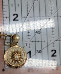 Vintage Pinwheel Faux Pearl Drop Screw Back Earrings Dangle Etched Gold Plated