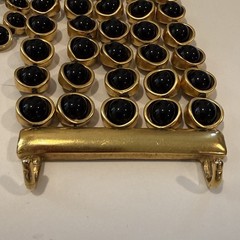 Signed Lee Wolfe Black Glass Brushed Gold Tone Set 80’s Modernist New York