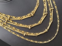 Vintage LISNER 7-Strand Link Necklace GOLDTONE 14-17″ BOHO CHIC Cocktail GYPSY