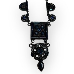Fairy Grunge Whimsygoth Romantic Vintage Iridescent Stone Art Deco 15″ Necklace