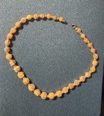 16″ Antique Carved Floral Bovine-Bone Bead Necklace Art Deco–As Is Needs Repair