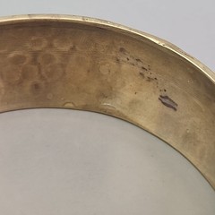 Vintage Bangle Bracelet Hammered Domed 24mm Bead Accent Gold Tone 8.25″