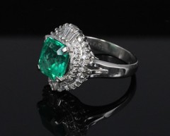 Rare 2.08ct GIA Colombian No Oil Emerald 0.51ct Diamond Platinum Ring Size 4.25