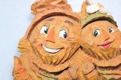 Brooch fall autumn halloween hand made carved love scarecrow unique large ZD7