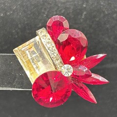 Vintage 80s 90s Stefanie Somers Red Rhinestone Clip On Earrings NOS
