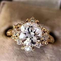 2.50Ct Art Deco Style Round Lab Created Diamond Wedding 14k Yellow Gold FN Ring
