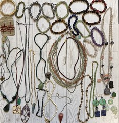 Vintage & Modern Asian Jewelry Lot Natural Mixed Gemstones Some Carved Etc