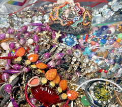 5 LB Junk Drawer Jewelry Lot Stuff Wear Repair Harvest vtg-now etc AS IS scrap Q
