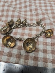 Vintage Bell Charm Bracelet 7 Detailed Bells Double Link Chain Etched Scroll…