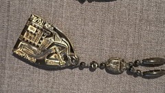 Neiger Brothers art deco black Egyptian Revival flapper knotted necklace