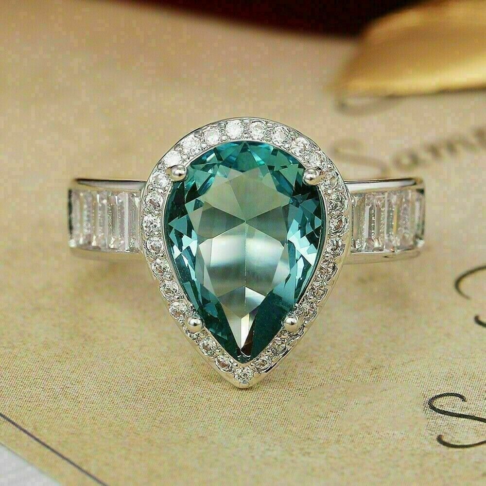Aquamarine 3.90 Ct Art Deco Vintage Wedding Ring 925 Sterling Silver