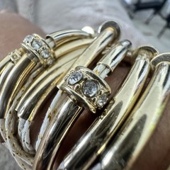 Vintage 1980s Wrap Around Gold Tone Beaded Bracelet